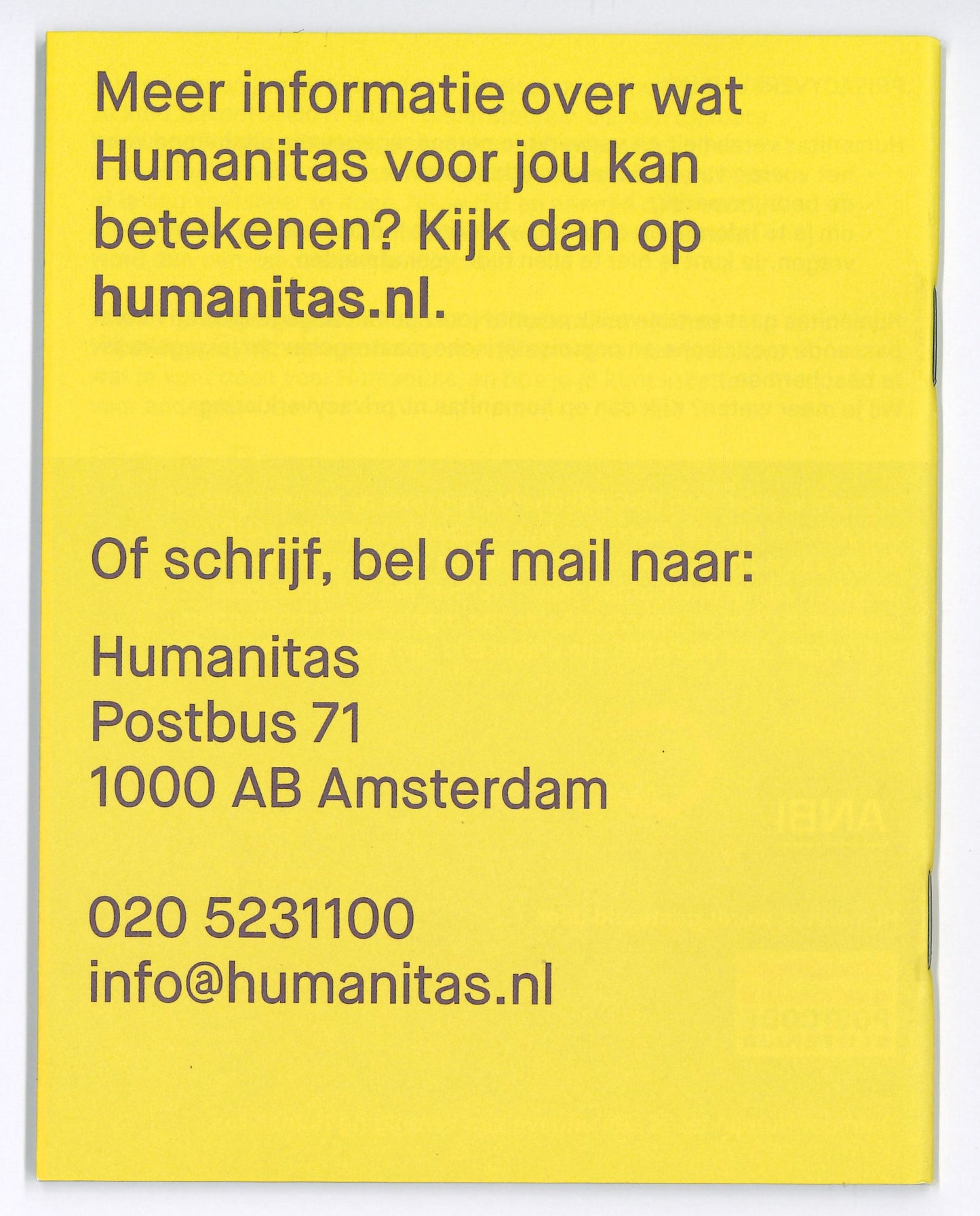 Boekje 'Ontmoet Humanitas' (per 25 stuks)